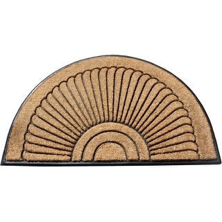 A1HC Sunburst Half Moon Tapered Edge Rubber Coir Doormat Outdoor Mat