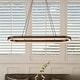 preview thumbnail 1 of 11, Rennnsan 39.4" Modern Wood Oval Dimmable LED Pendant Light for Dining Room - 1 Light Brown
