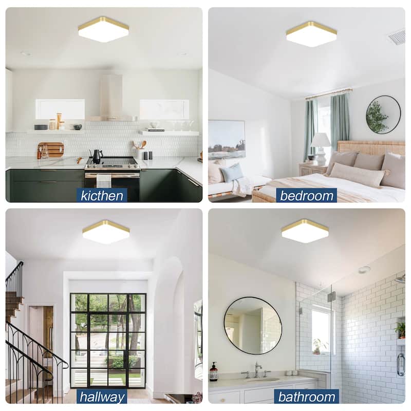 24Watts Square Selectable LED Flush Mount Ceiling Light for Dining Room Living Room Bedroom Kitchen - 7.08"Dx1.57H"