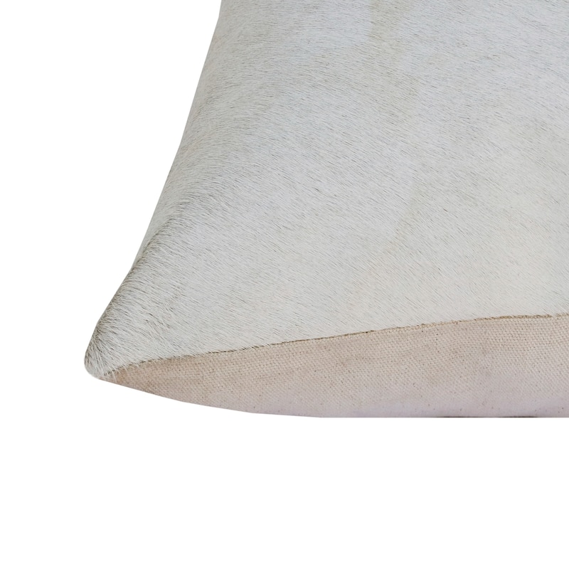 Sevita Ivory Patchwork Faux Leather Rectangular Lumbar Pillow