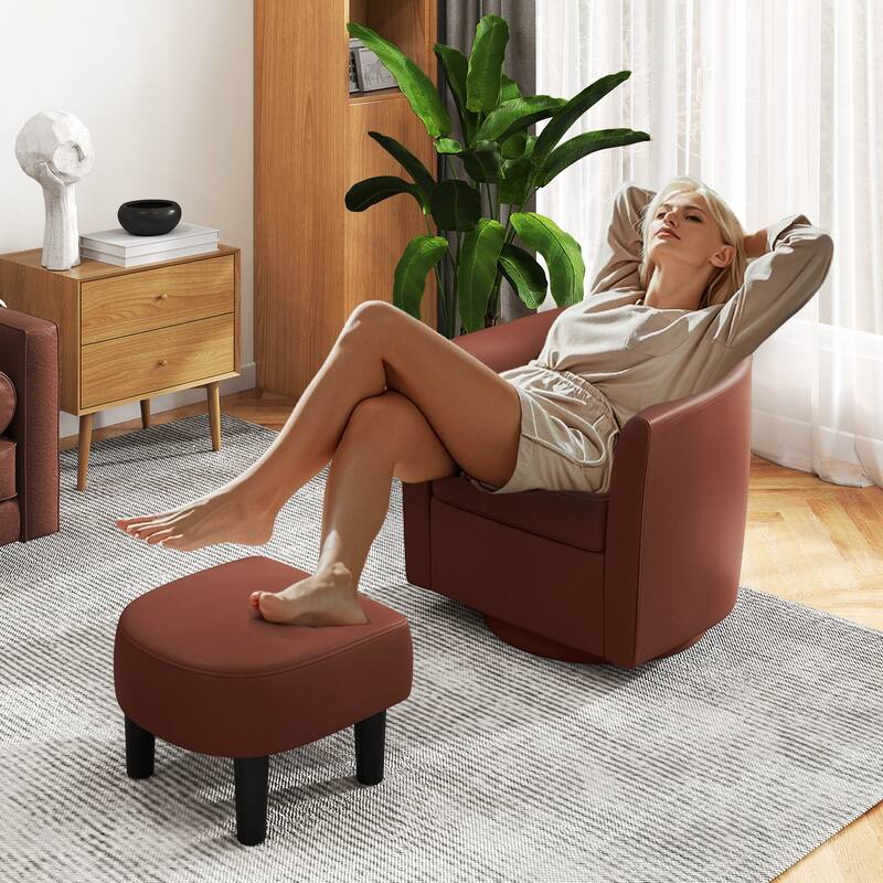 Modern Swivel Accent Chair with Ottoman for Living Room or Bedroom