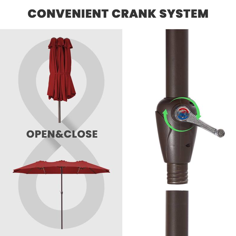 15ft Steel Navy No Tilt Market Patio Umbrella without Base