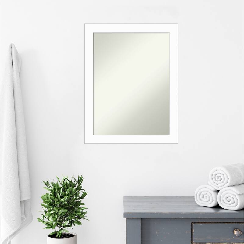 Basic Narrow Non-Beveled Wood Framed Bathroom Vanity Wall Mirror