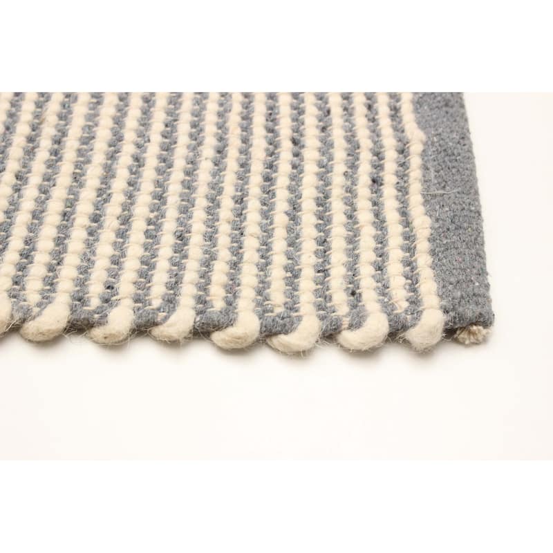 ECARPETGALLERY Braid weave Sienna Grey Wool Rug - 4'11 x 8'2