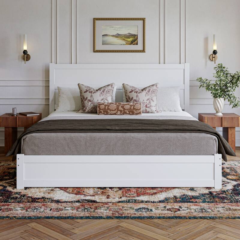 Aveline Wood Platform Bed with Matching Footboard & Storage Drawers