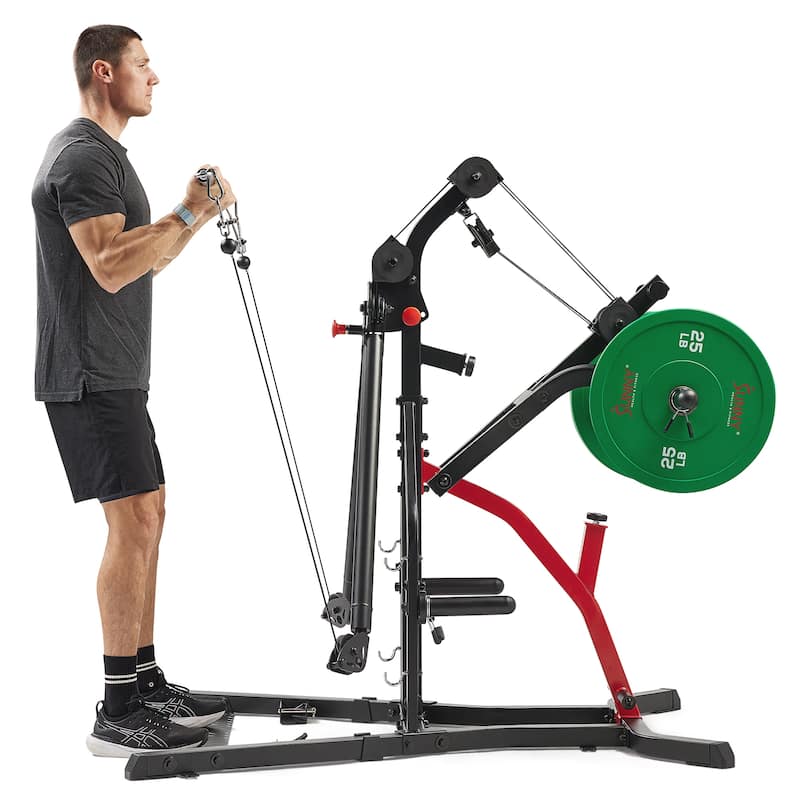 Multifunctional Strength Training Home Gym HG92401 - Black Red - 59.3 x 83.9 x 81.7 Inches - 59.3 x 83.9 x 81.7 Inches - Black Red