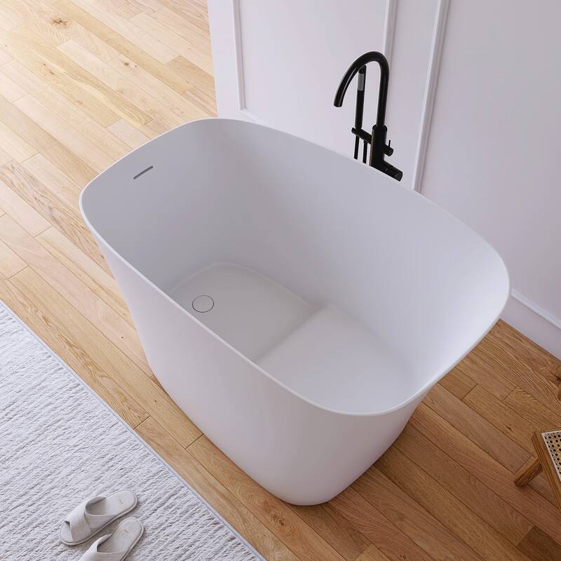 MEDUNJESS 51'' Freestanding Bathtub Solid Surface Soaking Tub
