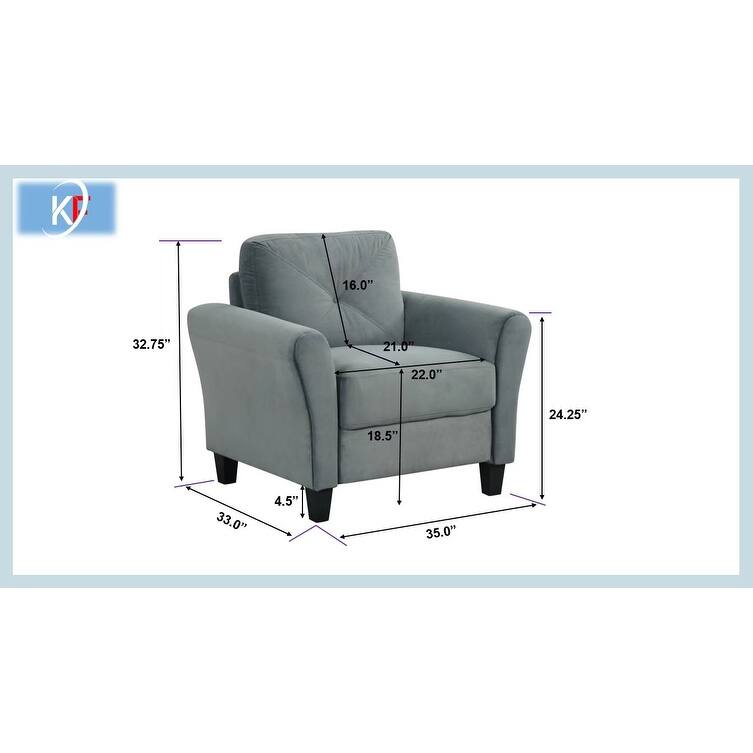 Velvet 1-Seater Sectional Sofa with Memory Foam Cushions