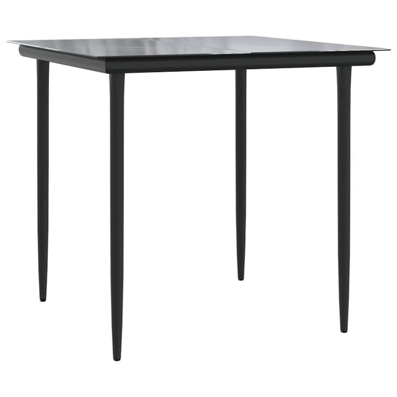 vidaXL Patio Dining Set Table and Chair with Cushions Poly Rattan and Steel