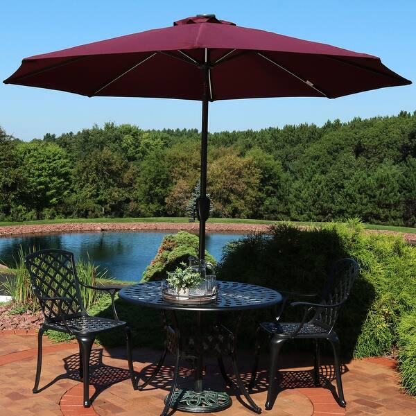 Shop Black Friday Deals On Sunnydaze 9 Foot Fade Resistant Patio Umbrella Solar Led Lights Burgundy 9 Ft Overstock 24010346