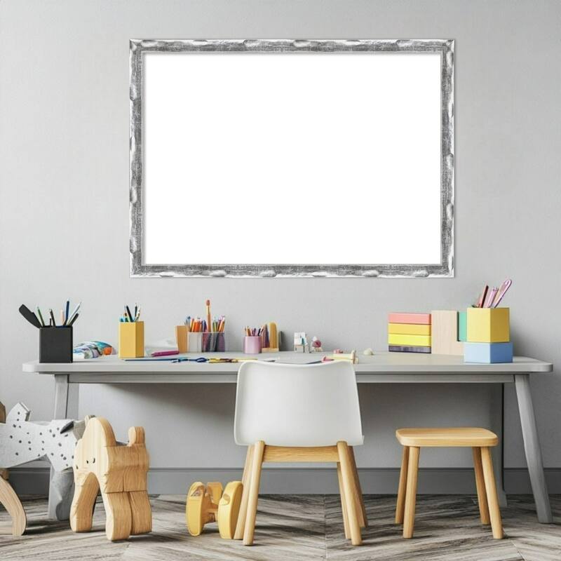 Amanti Art Scratched Wave Chrome Framed Dry Erase Magnetic Board