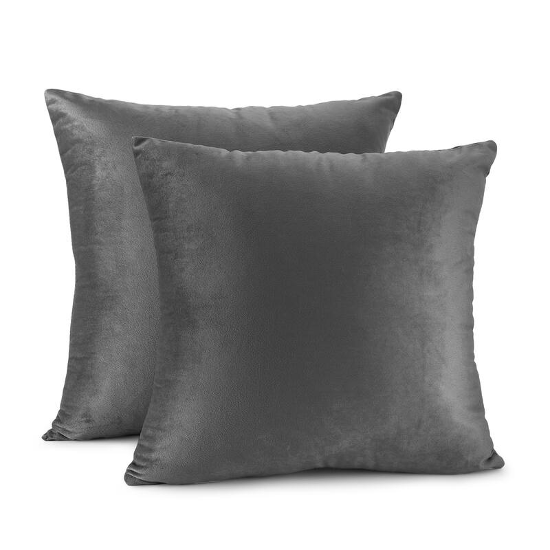 Porch & Den Cosner Microfiber Velvet Throw Pillow Covers (Set of 2) - 20" x 20" - Charcoal Stone Gray