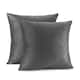 Porch & Den Cosner Microfiber Velvet Throw Pillow Covers (Set of 2) - 16" x 16" - Charcoal Stone Gray
