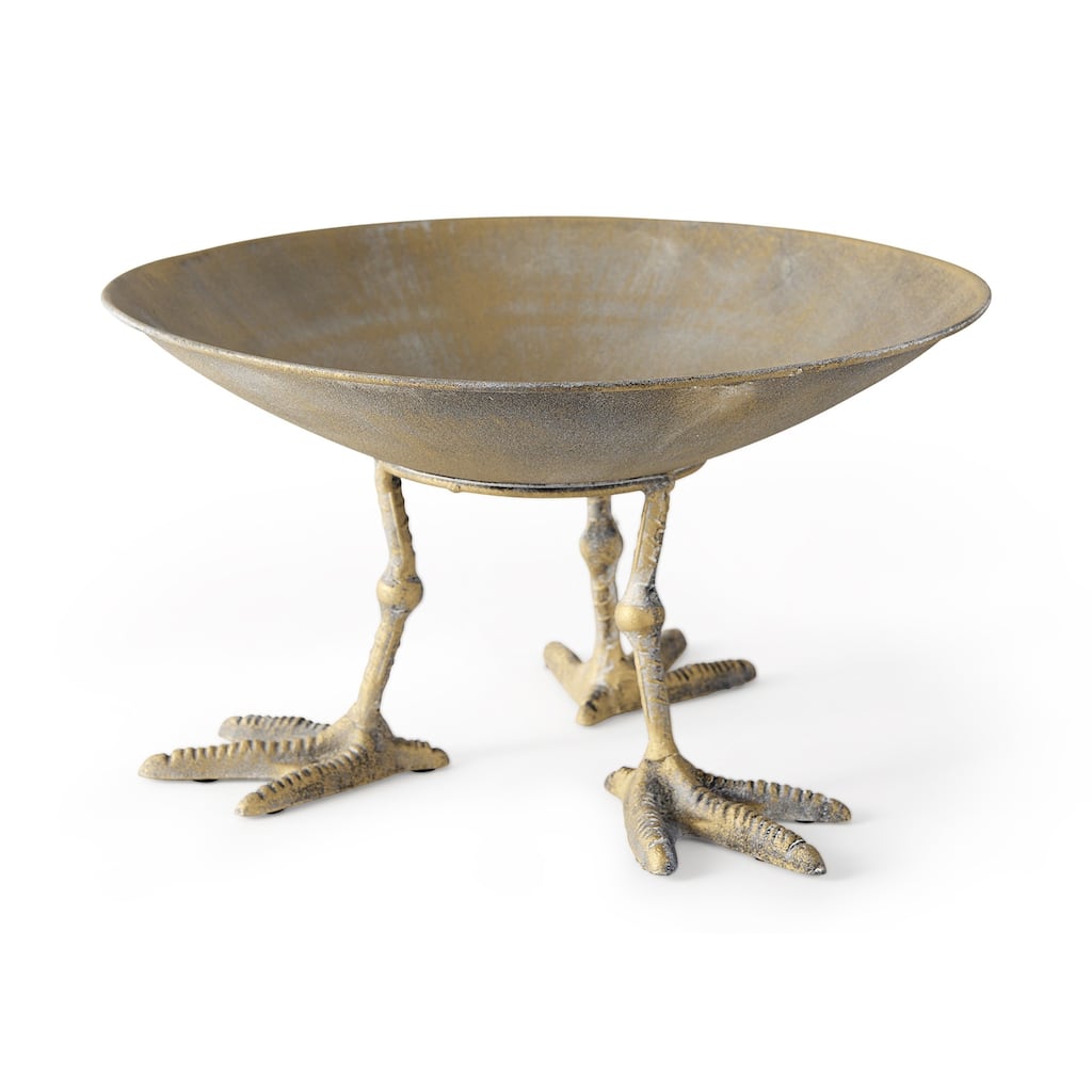 HomeRoots 13" Gold Metal Round Centerpiece Bowl