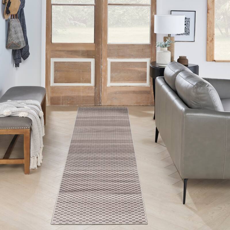 Nourison Washables Indoor Cream Geometric Area Rug