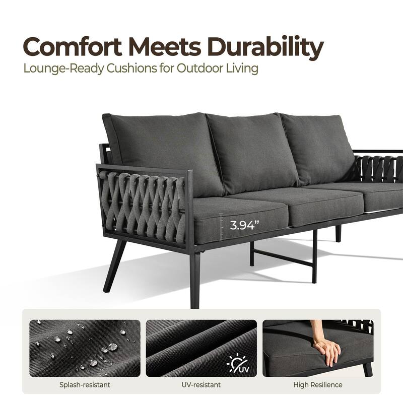 HOOOWOOO 6-piece Outdoor Patio Furniture Conversation Set with Swivel Chair
