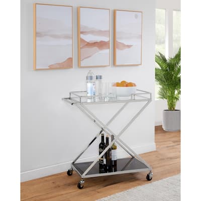Inkaterra Glass and Metal Bar Cart - N/A