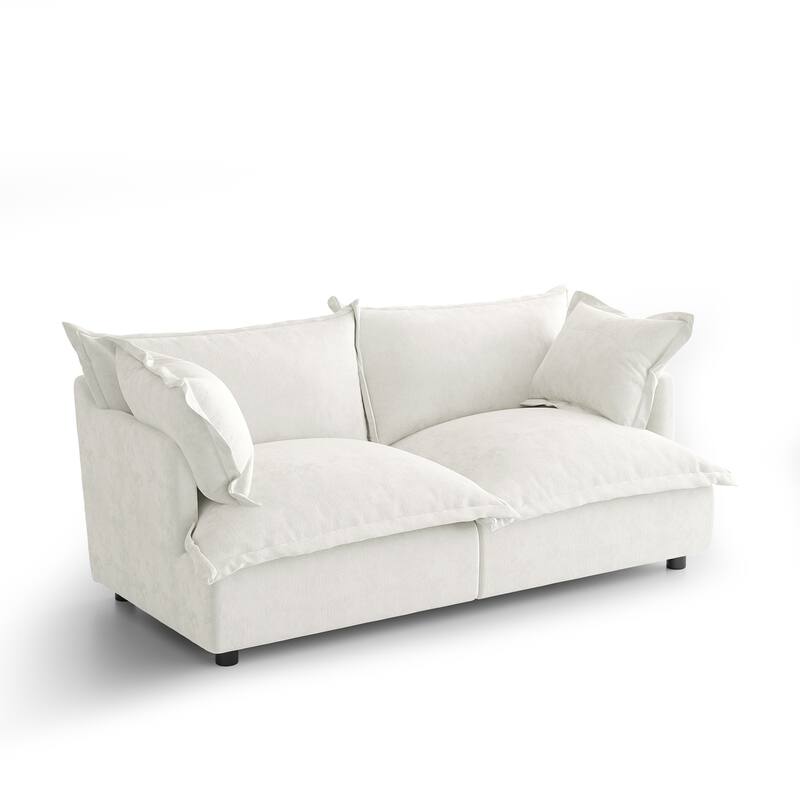 80"W Upholstered Chenille Comfy Cloud Couch Modular Sectional Sofa