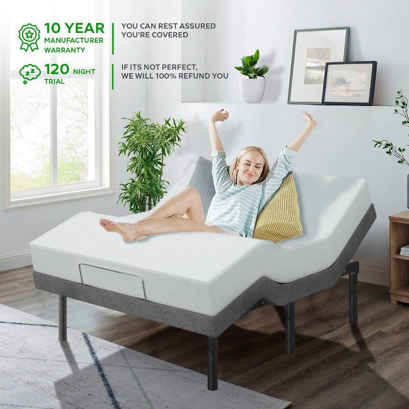 Renanim Full Smart Bed Frame with 14-inch Gel Memory Foam Mattress, USB, App, Massage, Remote