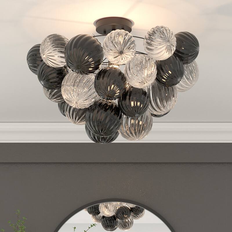 Eroile 1-light Modern Dimmable Glass Flush Mount Ceiling Lighting
