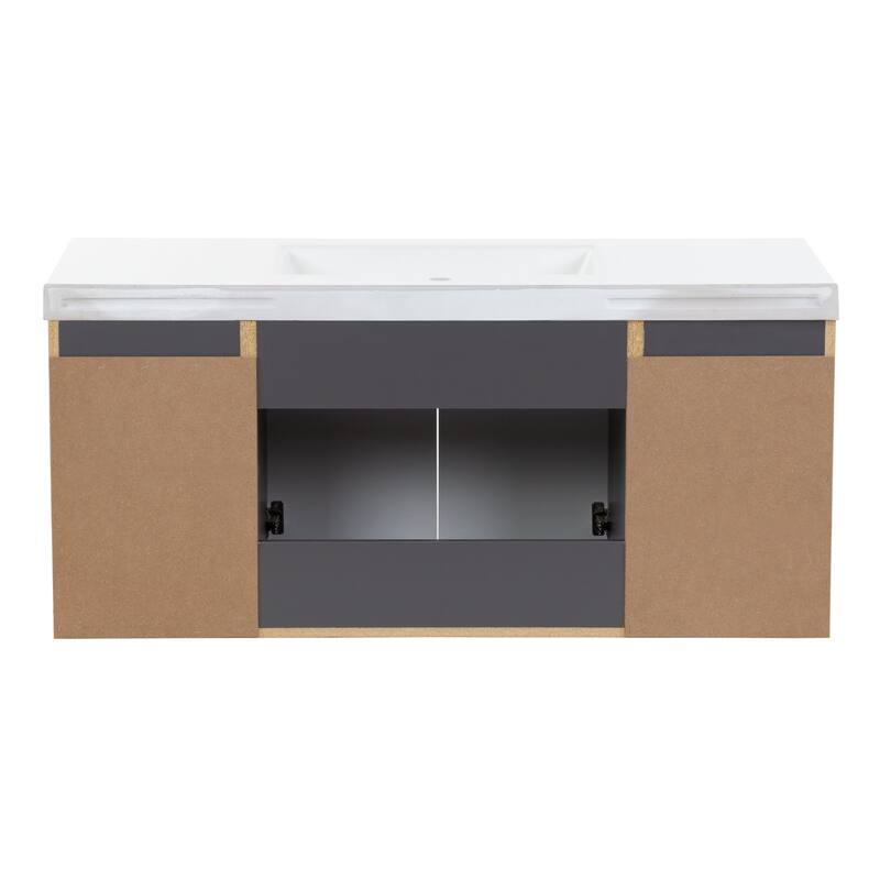 Spring Mill Cabinets Innes 48.5" Floating Bathroom Vanity With Cabinet, 2 Drawers and White Sink Top