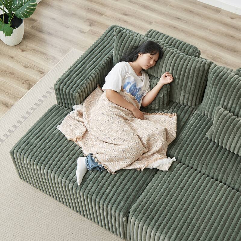 Oversized 87" Modular Sectional Lounge Chaise with 2 Ottoman