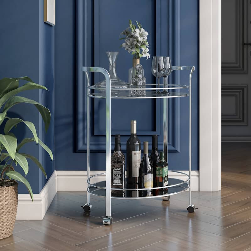 O'Fredericks Contemporary Chrome Metal 2-Shelf Serving Cart by Silver Orchid