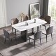 Artificial Stone Curved Black Metal Leg Dining Table - Bed Bath ...