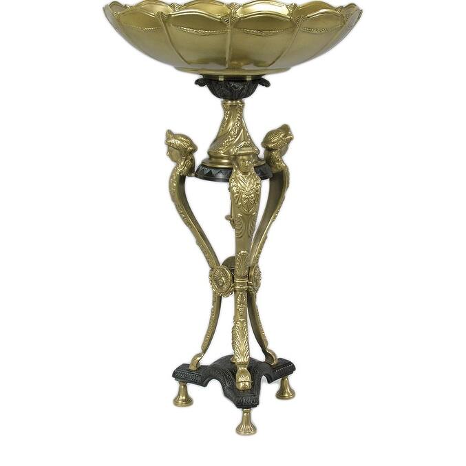 21 Inch Tall Brass Three Leg Compote - 21 X 13 X 13 inches