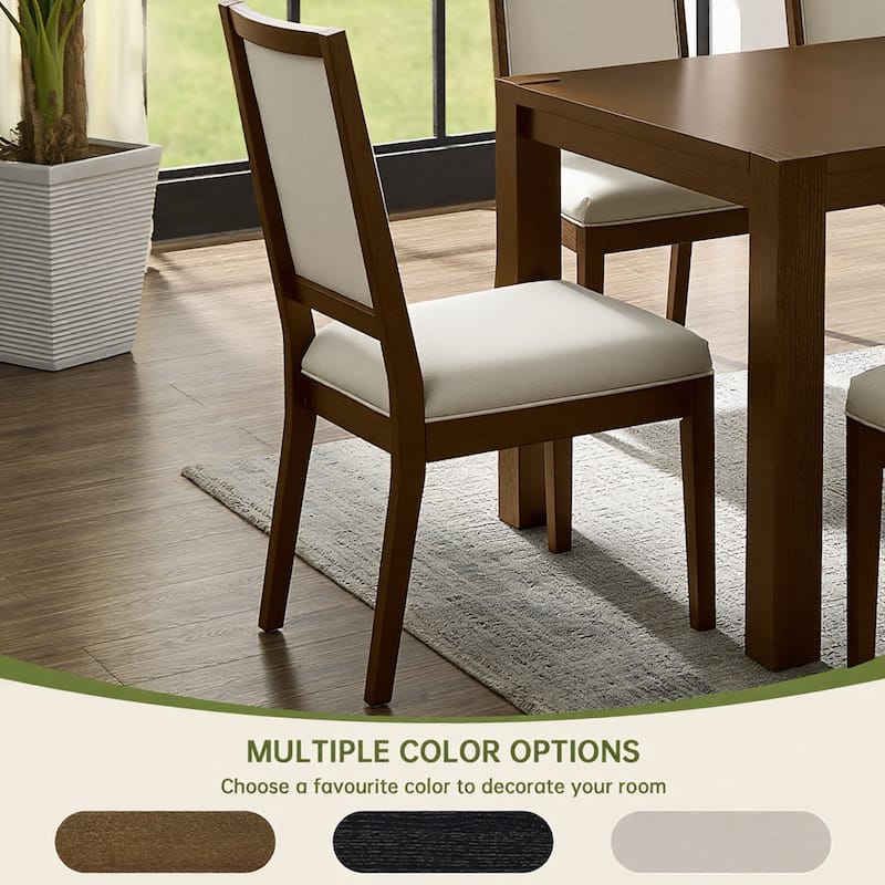 Modern Linen Cushioned Dining Chair, Fully Upholstered Accent Chair