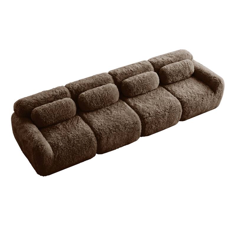 Homy Casa Chocolate Plush Fabric Non-Slip Modular Floor Sofa Sectional