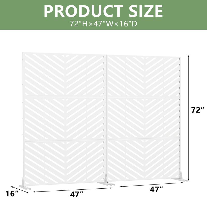 Outdoor Privacy Screen with Stand for Patio Garden Metal Fence Set of 2