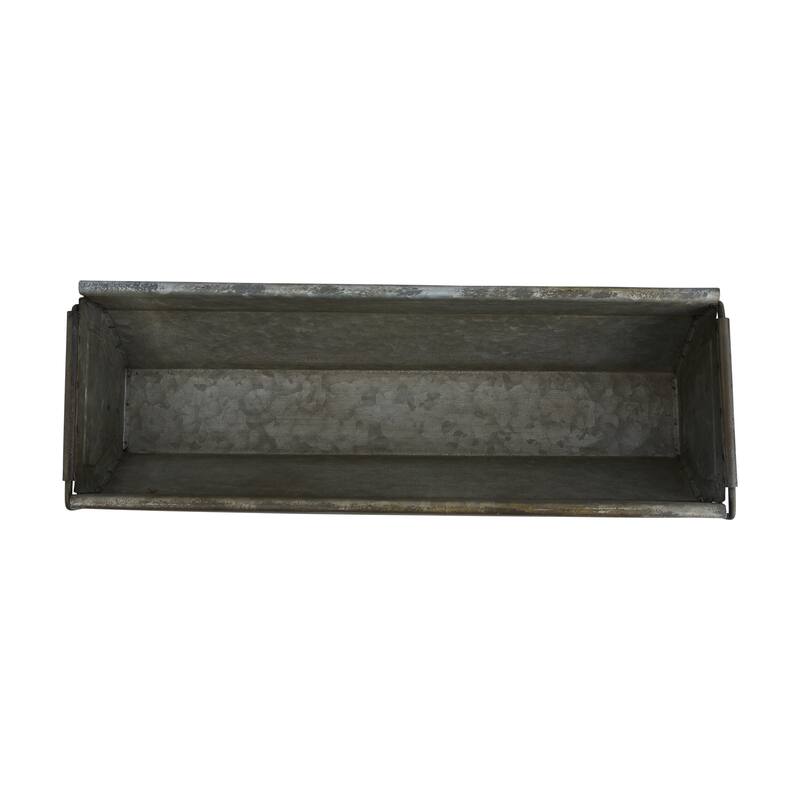 Metal Trough Container with Distressed Zinc Finish