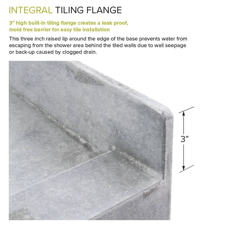Transolid FTT4940C Ready to Tile 49 L x 40.5 W Shower Base in Dark Grey - Center