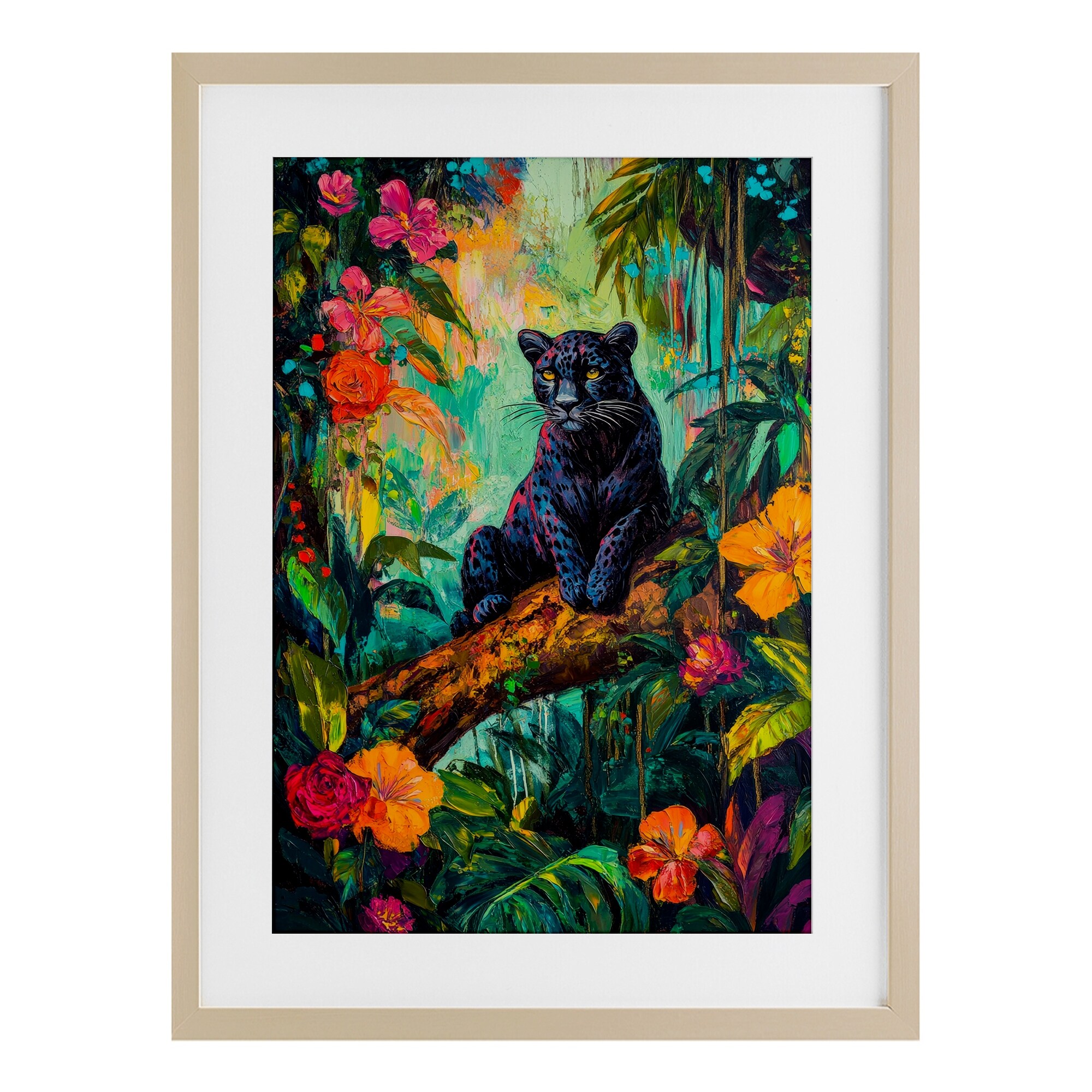 Stupell Wild Side Black Leopard Under Glass Framed Design By Petal Prints Design