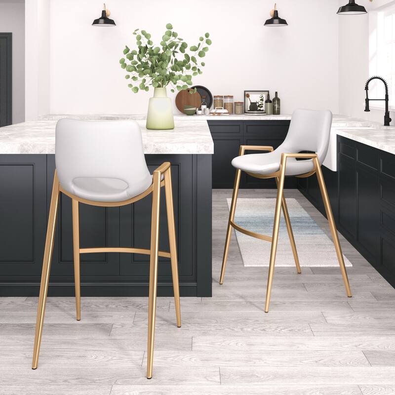 Desi Barstool White & Gold - White/Gold