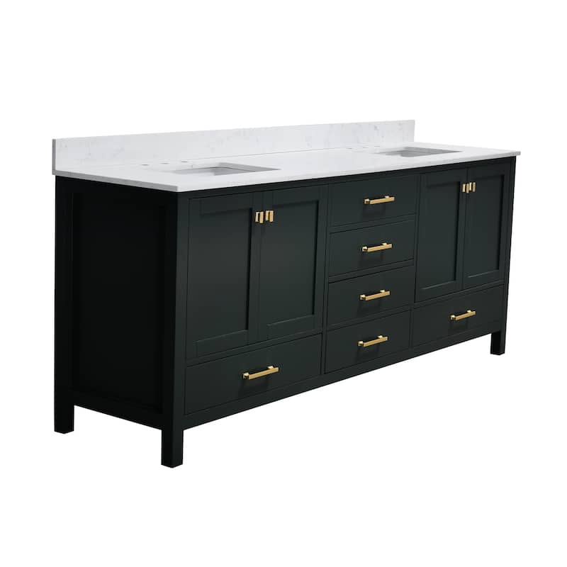 StarrySky 84 inch Undermount Double Sink Bathroom Vanity with Engineered Carrara Marble Top