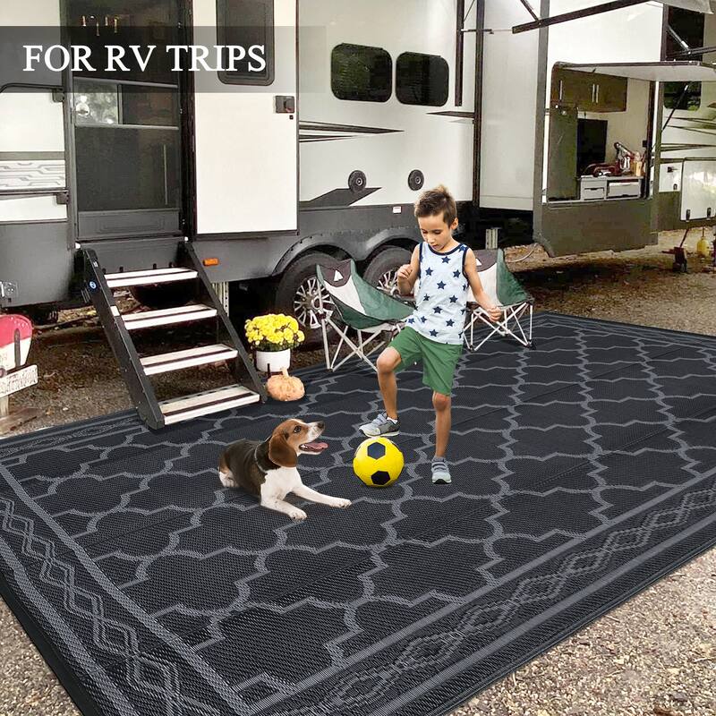 Outdoor Rug Waterproof Reversible Rug Outside Plastic Carpet, Stain & UV Resistant Portable RV Rug