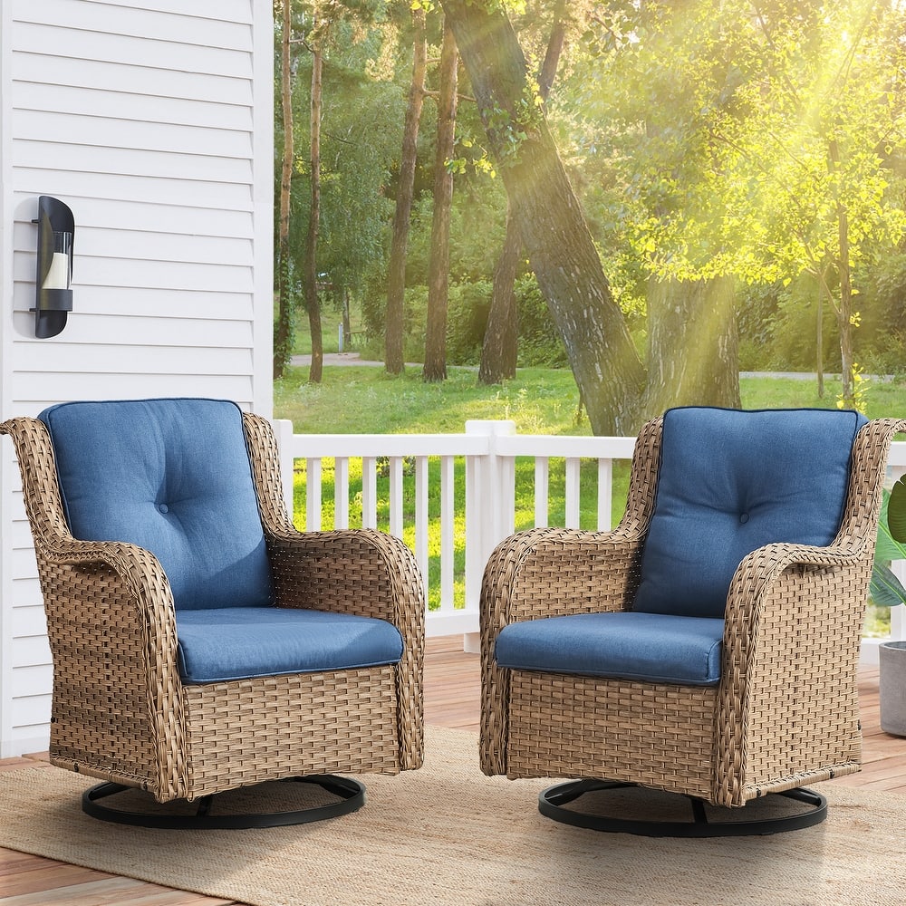 Patio Wicker Chair, 360° Rocking Swivel Chair - Yellow