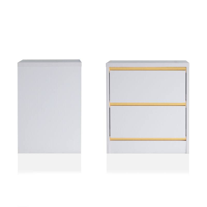 DH BASIC Mod Modern White 2-Drawer Nightstand by Denhour
