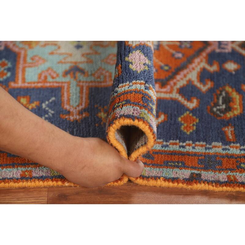 Blue Heriz Serapi Oriental Runner Rug Handmade Wool Carpet - 2'8" x 8'3"