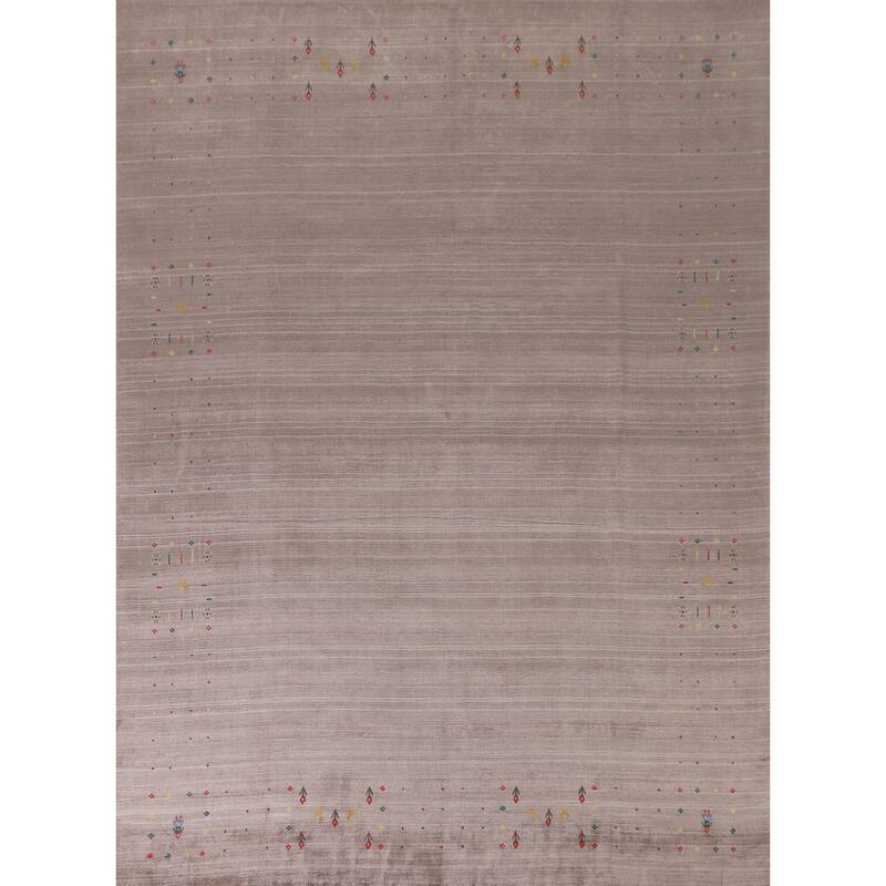 Striped Gabbeh Oriental Area Rug Handmade Wool Carpet - 7'10" x 9'8"