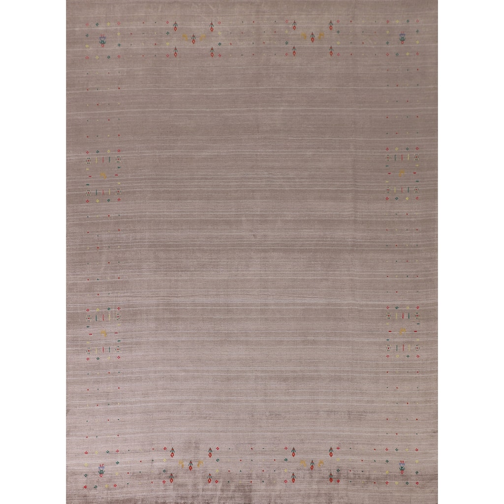 Striped Gabbeh Oriental Area Rug Handmade Wool Carpet - 7'10" x 9'8"