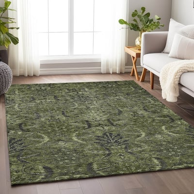 Machine Washable Indoor/ Outdoor Boho Traditional Chantille Rug