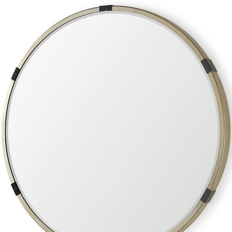 HomeRoots 29" Gold And Black Metal Round Framed Accent Mirror - 28.54 in. x 28.54 in. x 1.57 in.