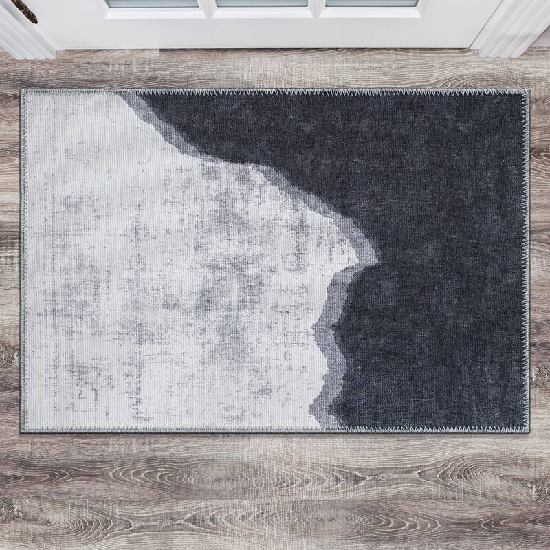 Contemporary Modern Abstract Machine Washable Area Rug