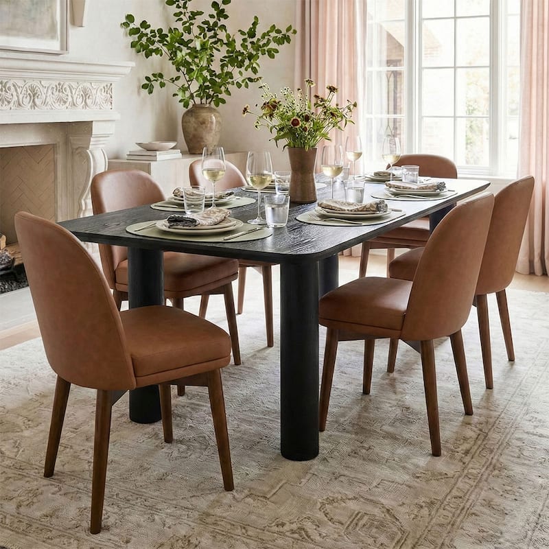 Modern Parsons Dining Chairs with Solid Wood Legs