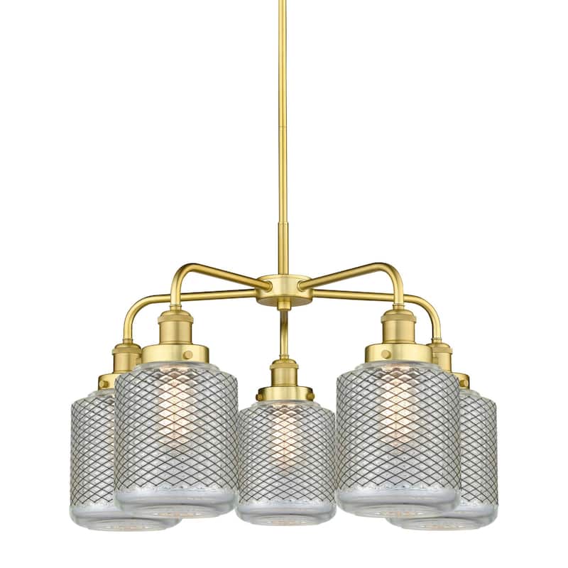 Innovations Lighting 916-5CR-15-24 Edison Chandelier Edison 5 Light - Satin Gold / Clear Wire Mesh