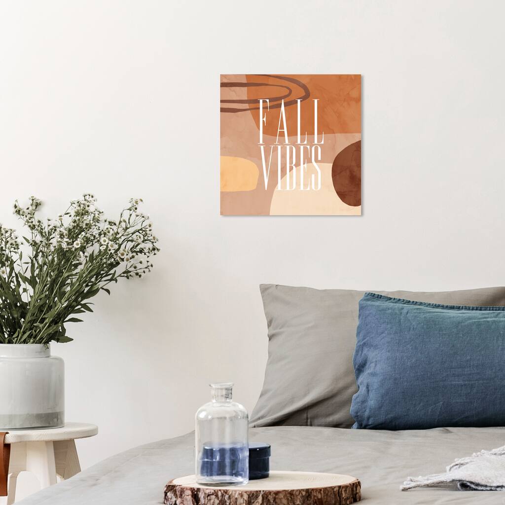Wynwood Studio Prints Typography and Quotes Fall Vibes Brown and Dark Brown Modern & Contemporary Wall Art Canvas Print