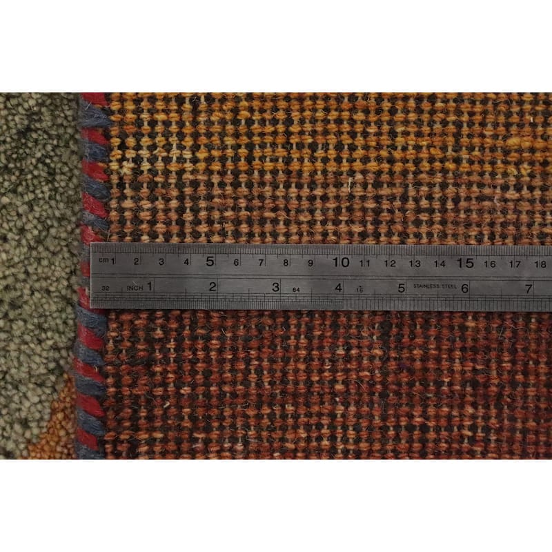 Hand Knotted Oriental 100% Wool Carpet Modern Stripe Multi-Colored Gabbeh Area Rug - 7' 11'' X 5' 6''